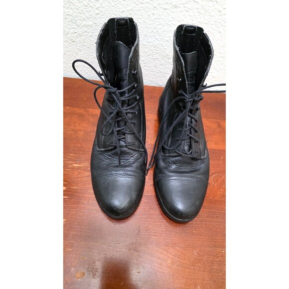 Ariat Women's Black Leather Lace-Up Boots Medium-Height Round Toe Size 7.5B - Picture 2 of 15